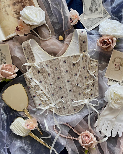 Modernised 18th Century Stays "Bliss" – Reversible Overbust Corset with Side Lacing, Half-Boned Renaissance Stays