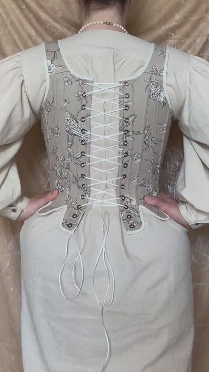 Historical 18th Century Stays "Charm" – Late 1780s Reversible Half-Boned Corset – Renaissance & Elizabethan Style