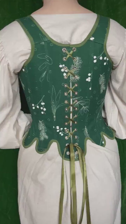 Historical Late 18th Century Stays "Fantasia" – Reversible Midbust Corset – Half-Boned Stays – Elizabethan & Renaissance