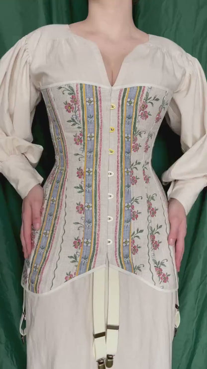 Historical Late Edwardian Corset "Adele" – 1910s Midbust S-Bent Corset, Titanic Era, One-Layer Cotton Corset