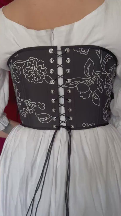 Strapless Modernized 18th Century Stays "Mystery" – Fully-Boned Overbust, Reversible Corset, Renaissance/Elizabethan Inspired