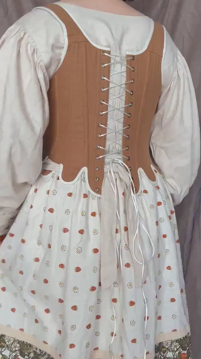 18th Century Style Corset "Grace" – Reversible Midbust Half-Boned Stays – Renaissance Peasant Bodice & Elizabethan